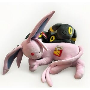 Pokémon UMBREON & ESPEON Sleeping Plush Jazwares 2026 18" NWTs